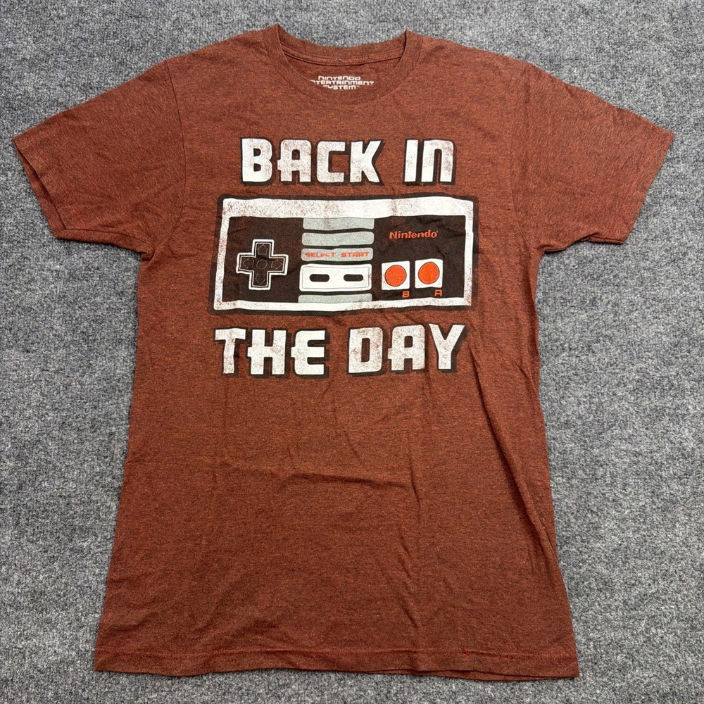 Nintendo Back In The Day Shirt Small S Brown Heather NES Controller Retro